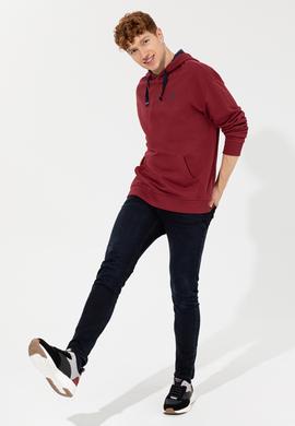 Erkek Vişne Kapüşonlu Sweatshirt