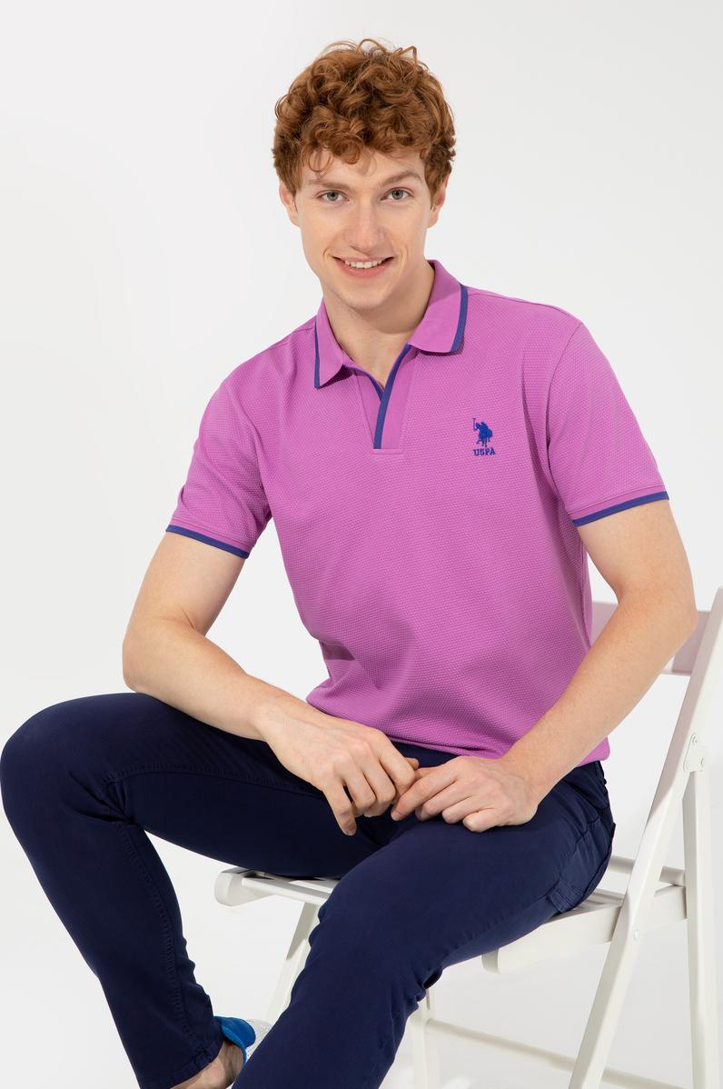 Erkek Menekşe Polo Yaka Tişört