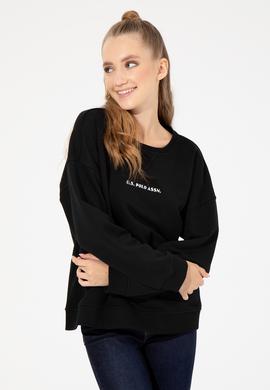 Kadın Siyah Bisiklet Yaka Sweatshirt