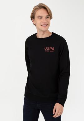 Erkek Siyah Bisiklet Yaka Sweatshirt