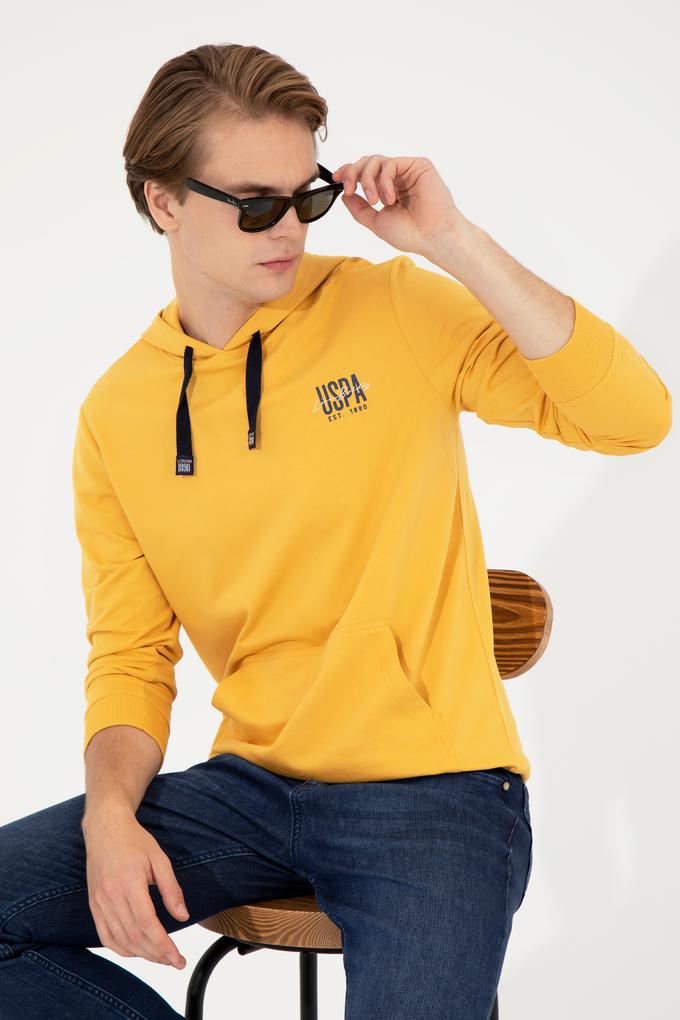 Erkek Safran Basic Kapüşonlu Sweatshirt