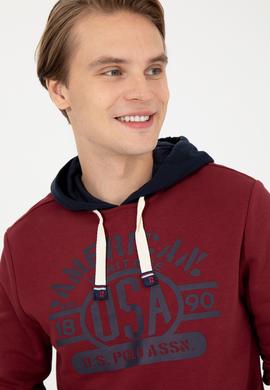 Erkek Vişne Kapüşonlu Sweatshirt