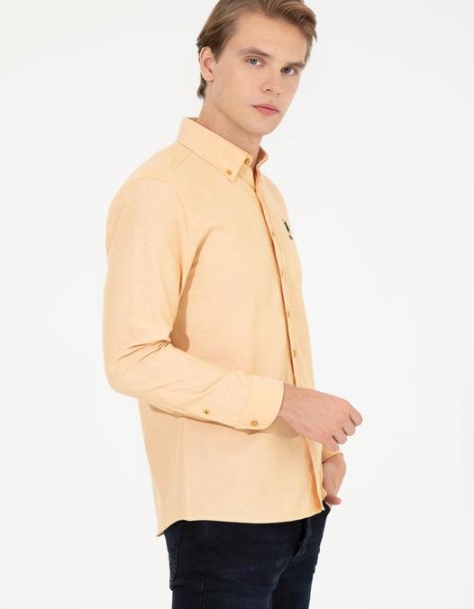 Erkek Safran Uzun Kollu Basic Gömlek