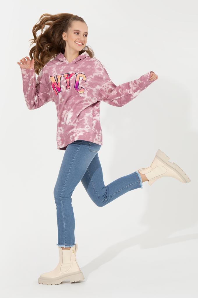 Kadın Açık Manolya Kapüşonlu Sweatshirt