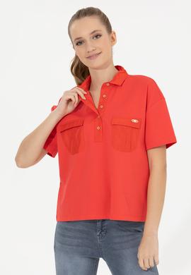 Kadın Kırmızı Polo Yaka Tişört