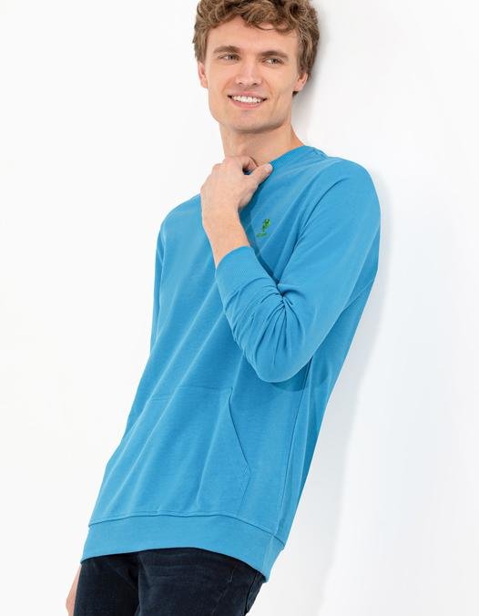 Erkek Kobalt Mavi Sweatshirt