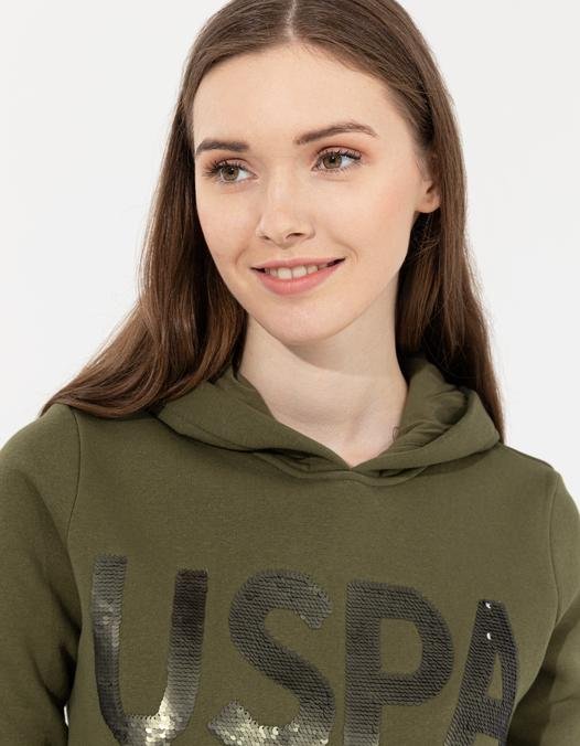 Kadın Haki Basic Sweatshirt