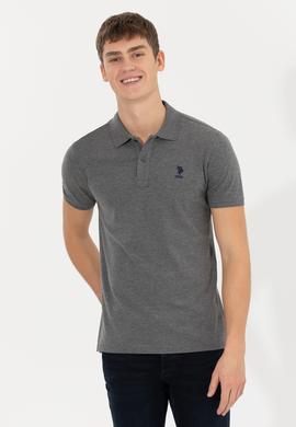 Erkek Antrasit Melanj Polo Yaka Basic T-Shirt