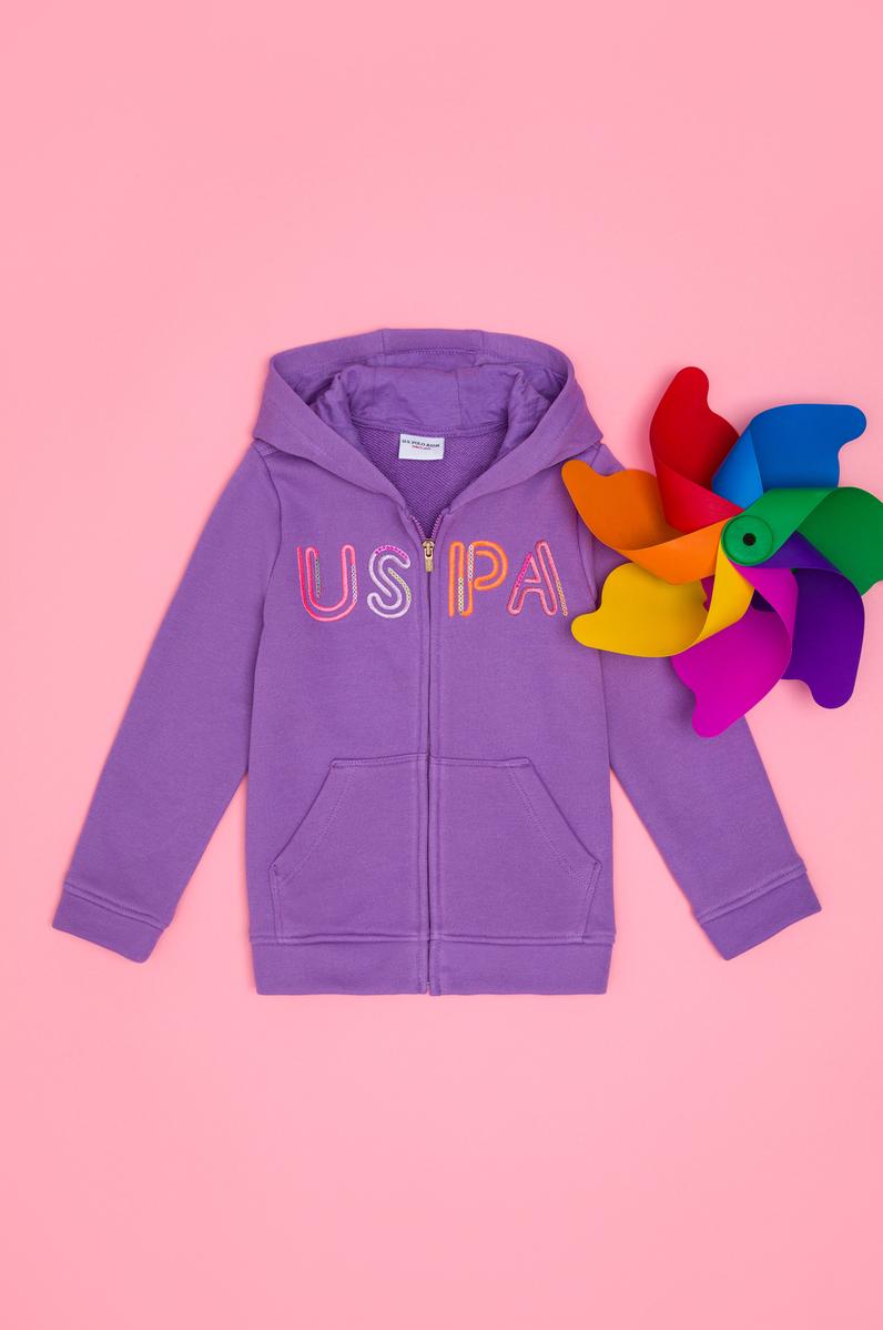 Çocuk Lila Basic Kapüşonlu Sweatshirt