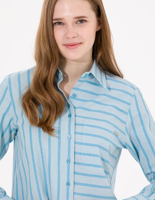 Kadın Mavi Uzun Kollu Gömlek