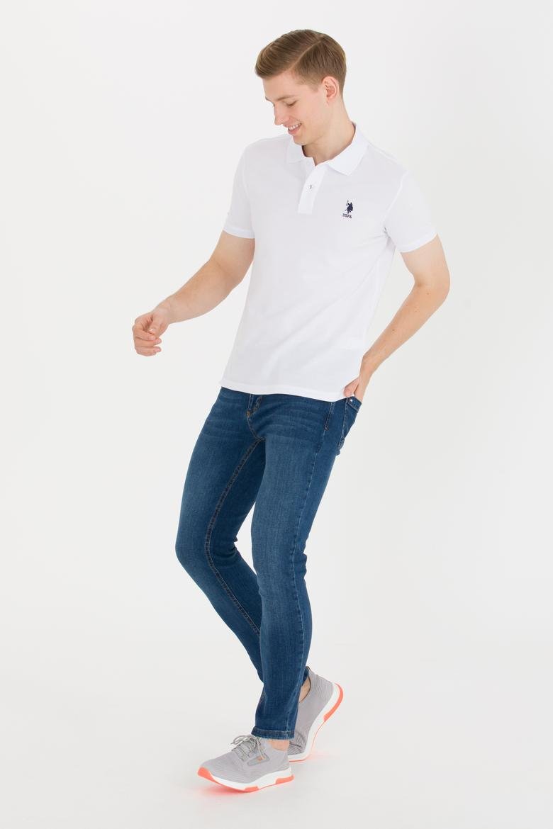 Erkek Beyaz Polo Yaka Basic T-Shirt_3