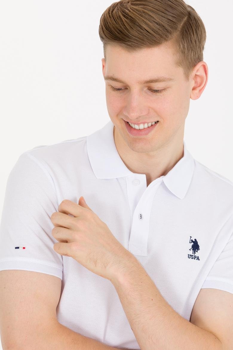 Erkek Beyaz Polo Yaka Basic T-Shirt_1