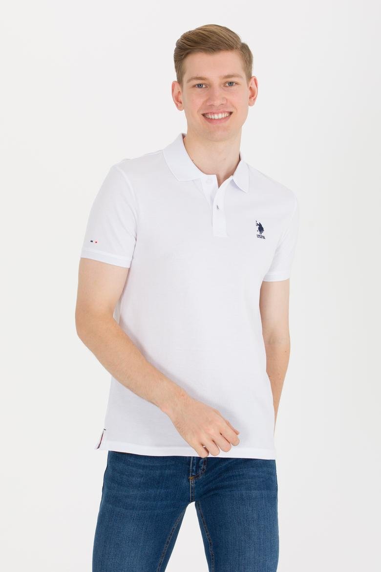 Erkek Beyaz Polo Yaka Basic T-Shirt_2