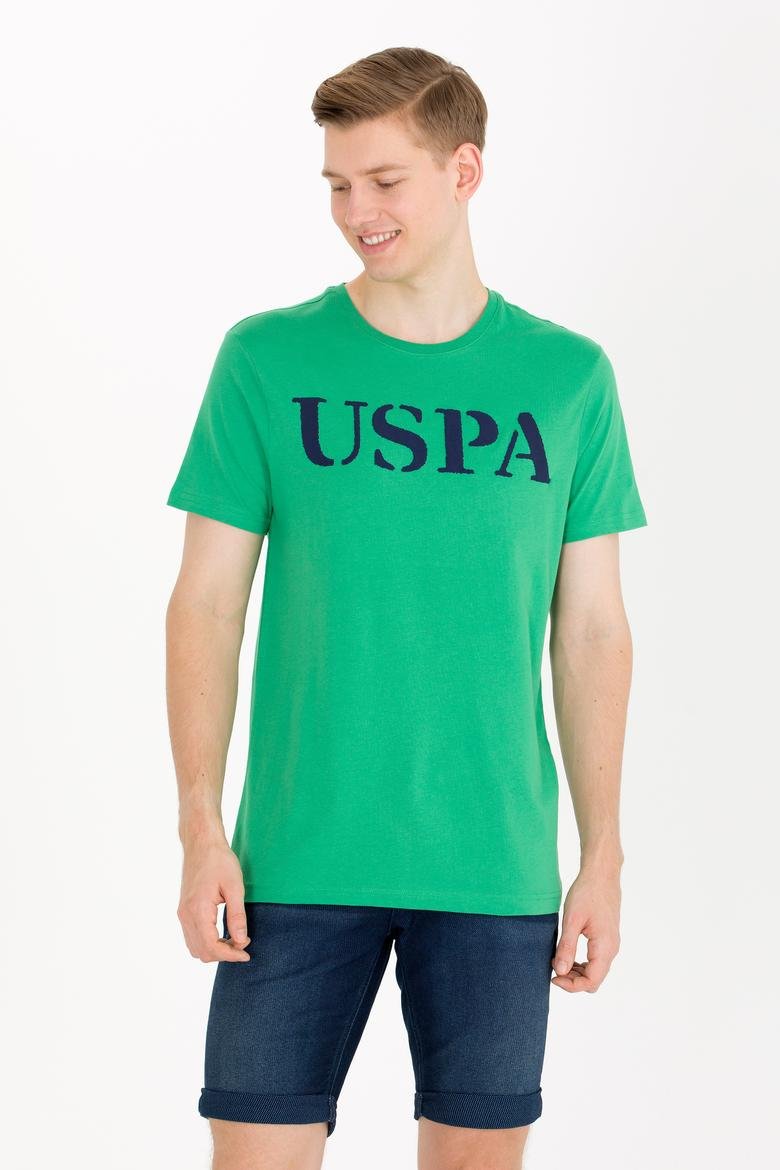 Erkek Yeşil Bisiklet Yaka  Basic T-Shirt