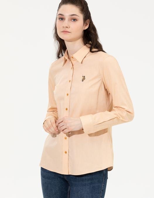 Kadın Safran Uzun Kollu Basic Gömlek