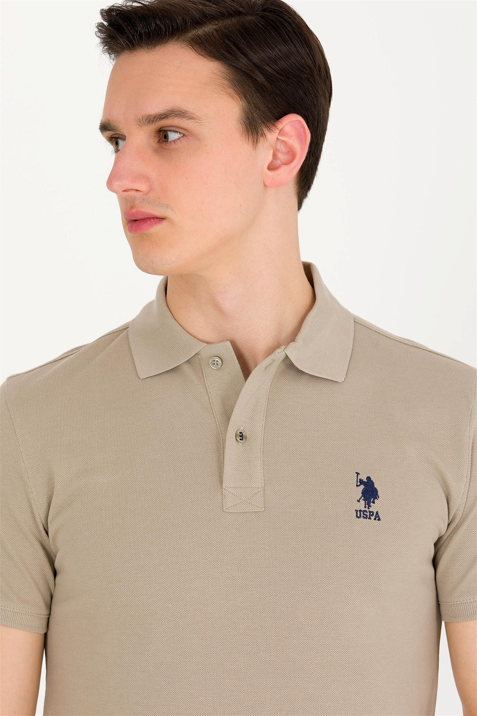 Erkek Haki Basic Polo Yaka Tişört