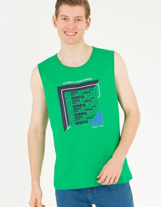 Erkek Elma Yeşili Bisiklet Yaka Kolsuz T-Shirt