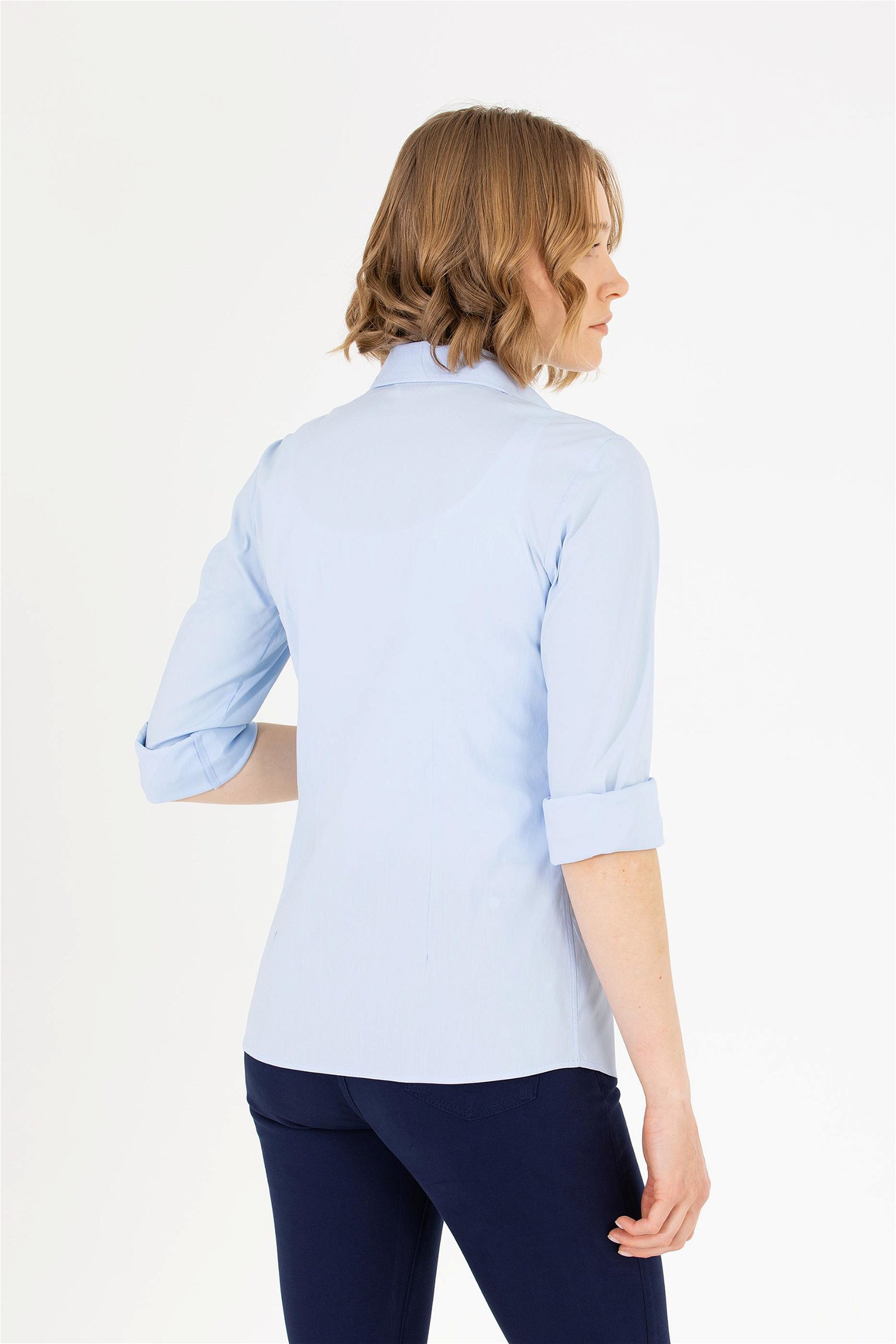 Kadın Açık Mavi Uzun Kollu Basic Gömlek