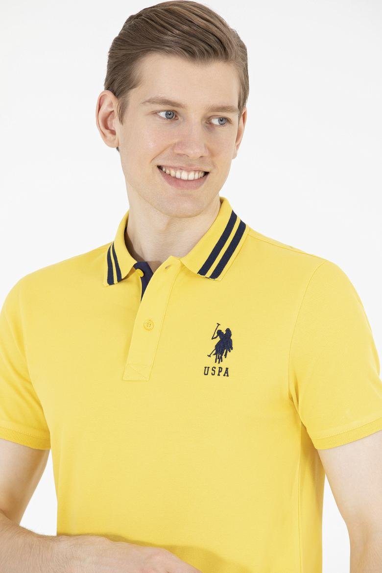Erkek Koyu Sarı Polo Yaka Basic Tişört