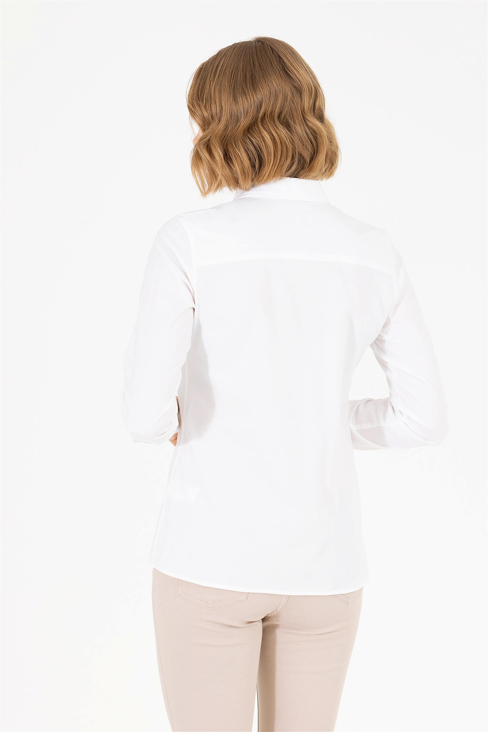 Kadın Beyaz Uzun Kollu Basic Gömlek
