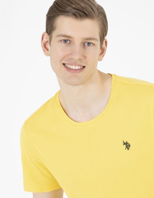 Erkek Koyu Sarı Basic Bisiklet Yaka Tişört