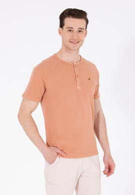 Erkek Pudra Bisiklet Yaka Tişört