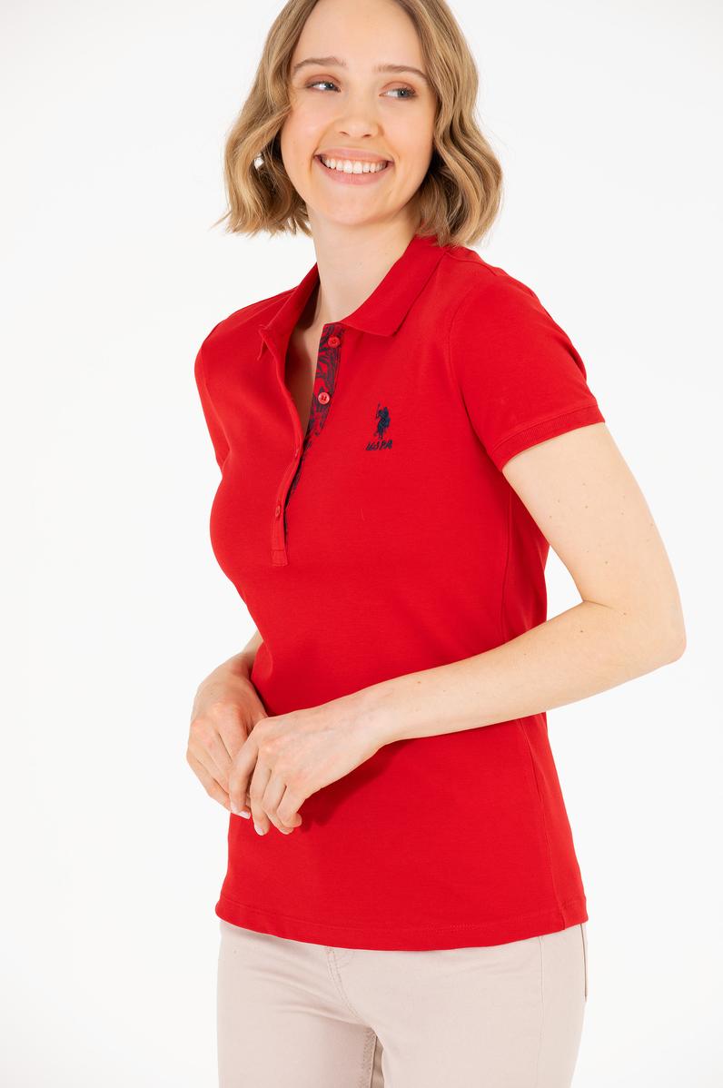 Kadın Kırmızı Basic Polo Yaka Tişört