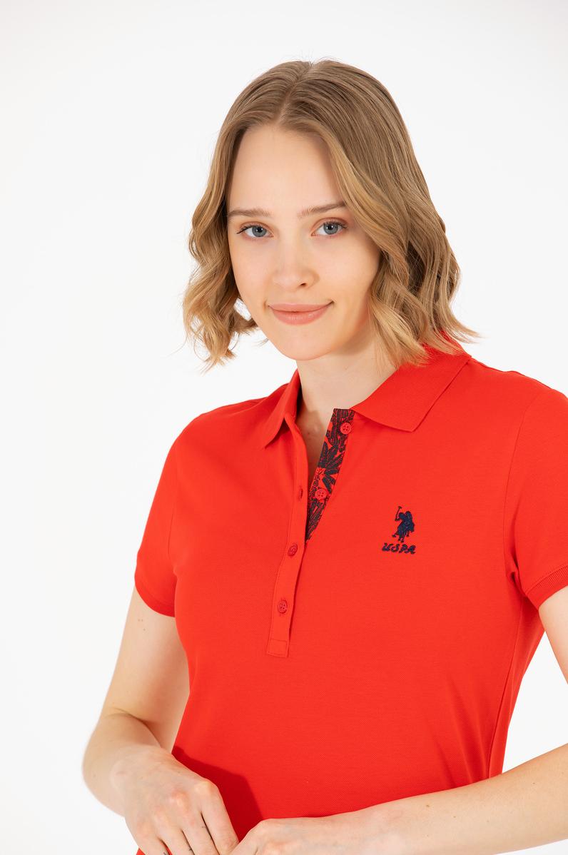 Kadın Kırmızı Basic Polo Yaka Tişört