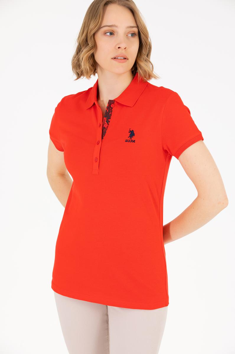 Kadın Kırmızı Basic Polo Yaka Tişört