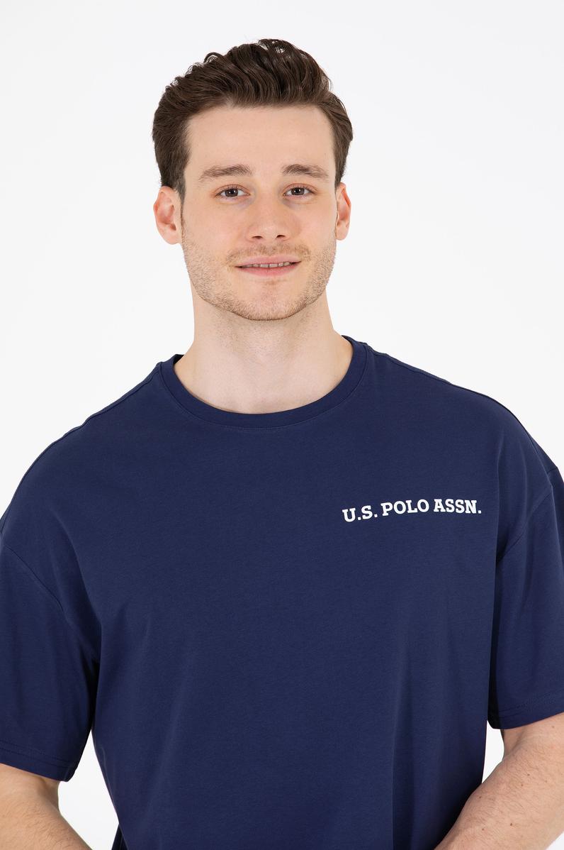 Erkek Lacivert Oversize Bisiklet Yaka Tişört