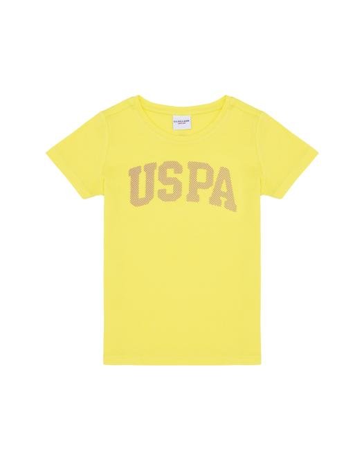 Kız Çocuk Neon Sarı Bisiklet Yaka Basic Tişört