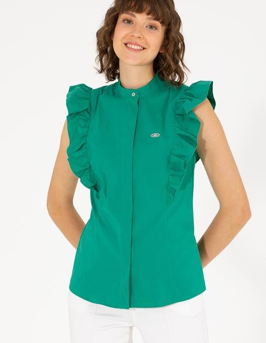 Kadın Yeşil Kısa Kollu Gömlek