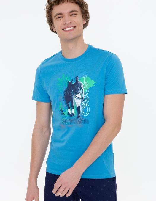 Erkek Kobalt Mavi T-shirt