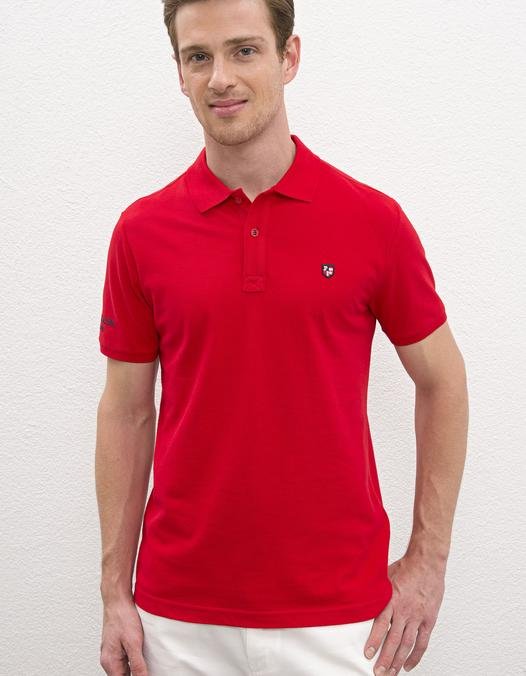 Erkek Kırmızı Polo Yaka T-Shirt Basic