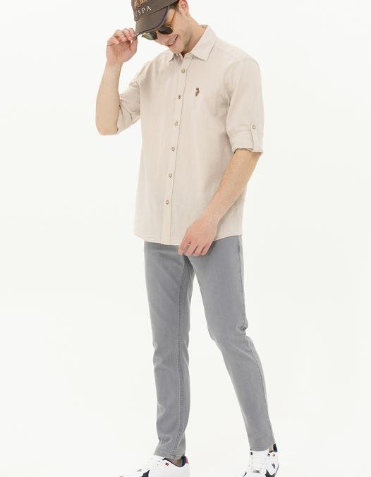 Erkek Taş Uzun Kollu Basic Gömlek