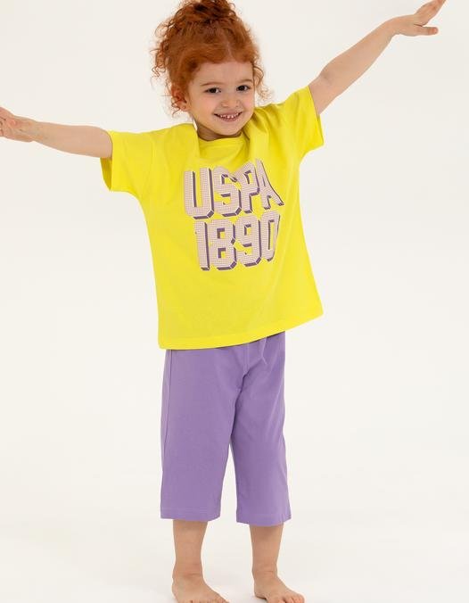 Kız Çocuk Neon Sarı Pijama Takımı