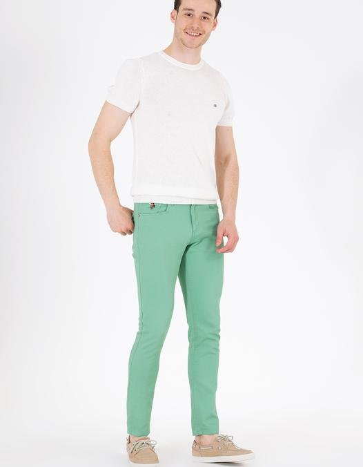 Erkek Koyu Yeşil Kanvas Pantolon