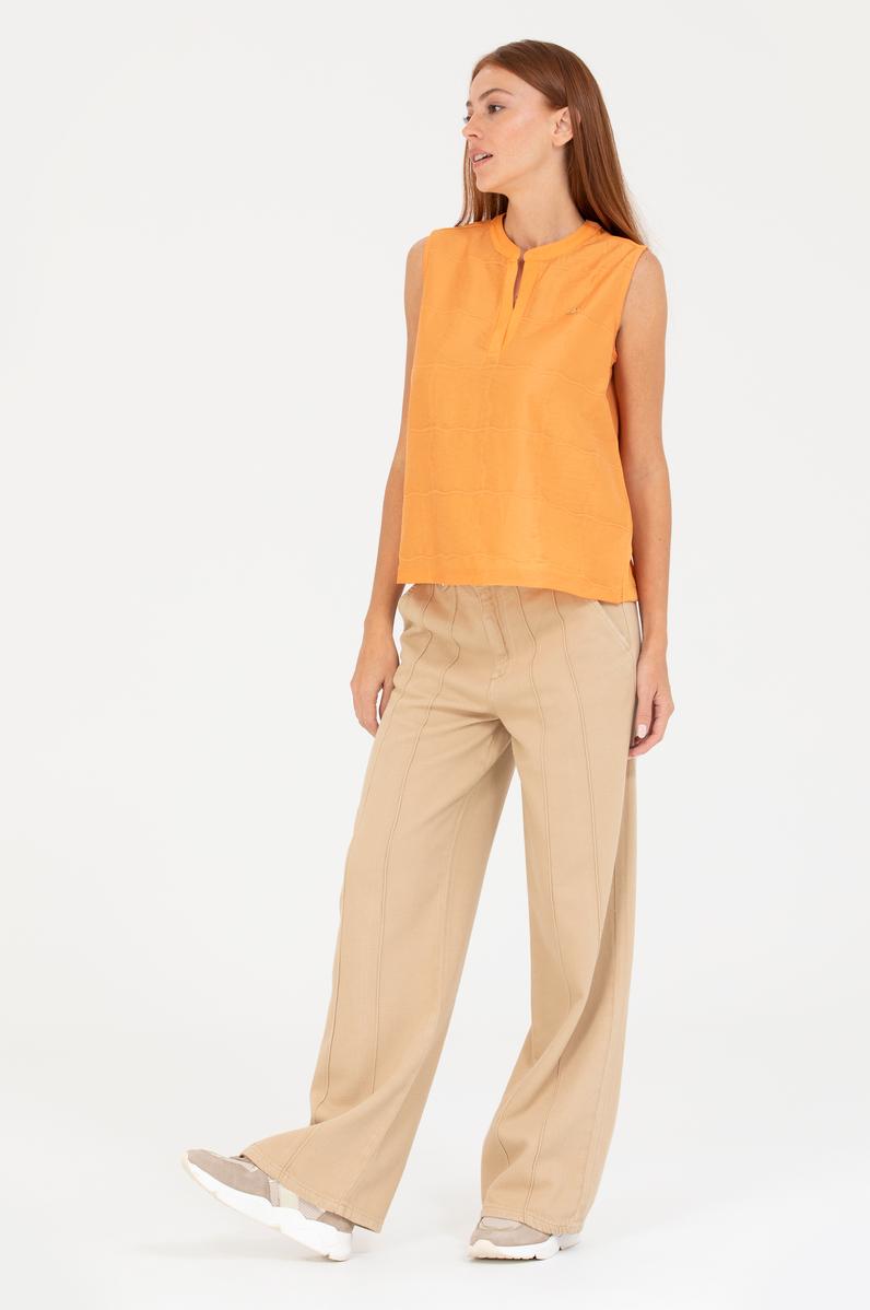 Kadın Krem Loose Fit Jean Pantolon
