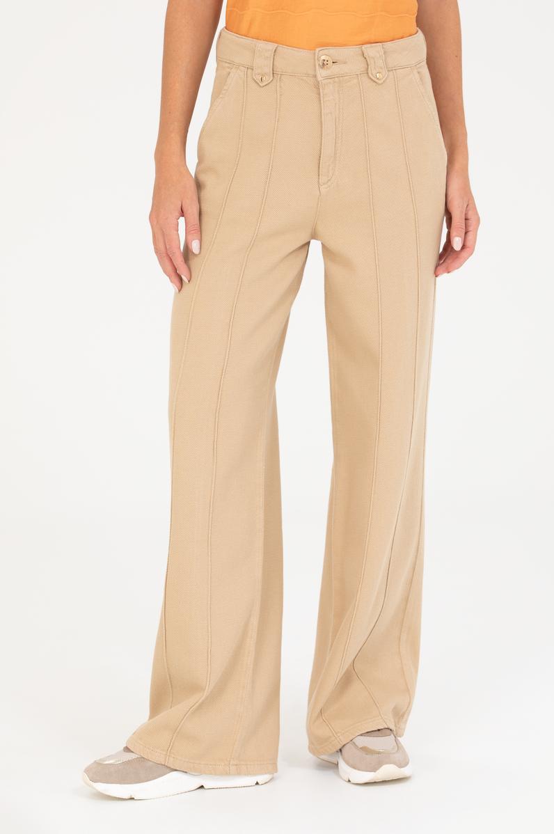 Kadın Krem Loose Fit Jean Pantolon