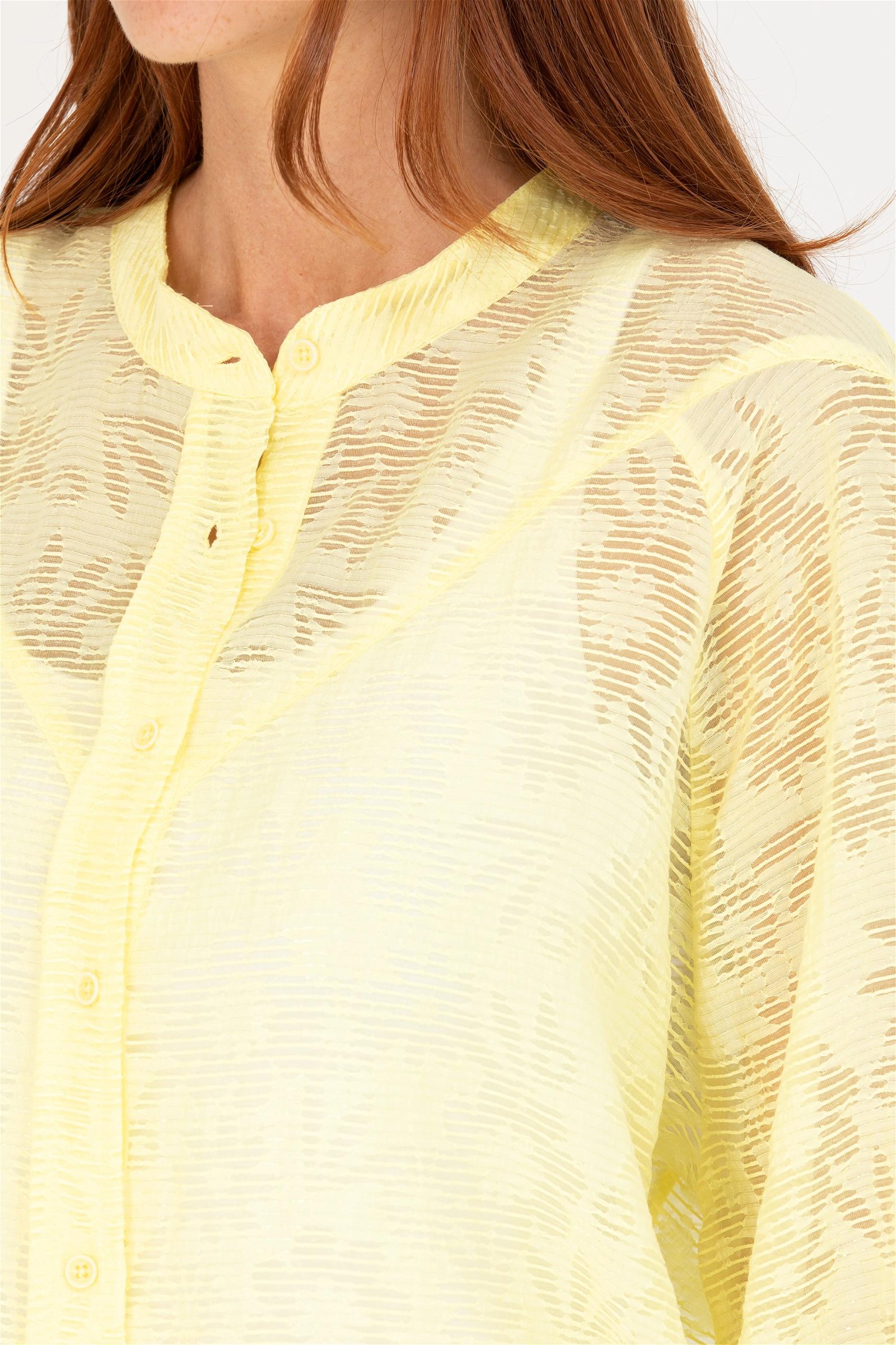 Kadın Açık Sarı Uzun Kollu Gömlek