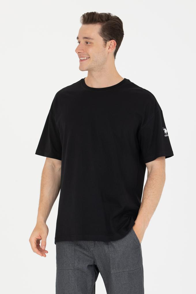 Erkek Siyah Oversize Bisiklet Yaka Tişört