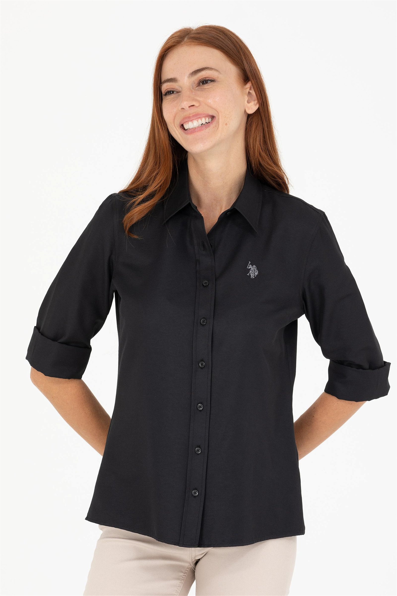 Kadın Siyah Uzun Kollu Basic Gömlek