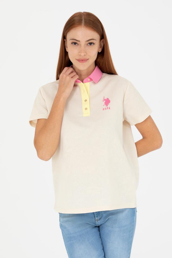 Kadın Krem Polo Yaka Tişört