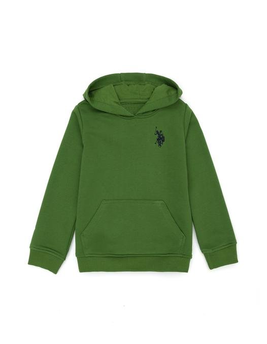 Çocuk Yeşil Basic Kapüşonlu Sweatshirt
