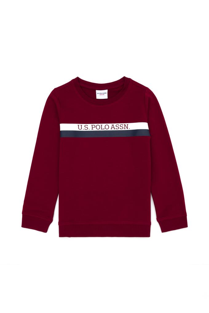 Çocuk Bordo Basic Bisiklet Yaka Sweatshirt