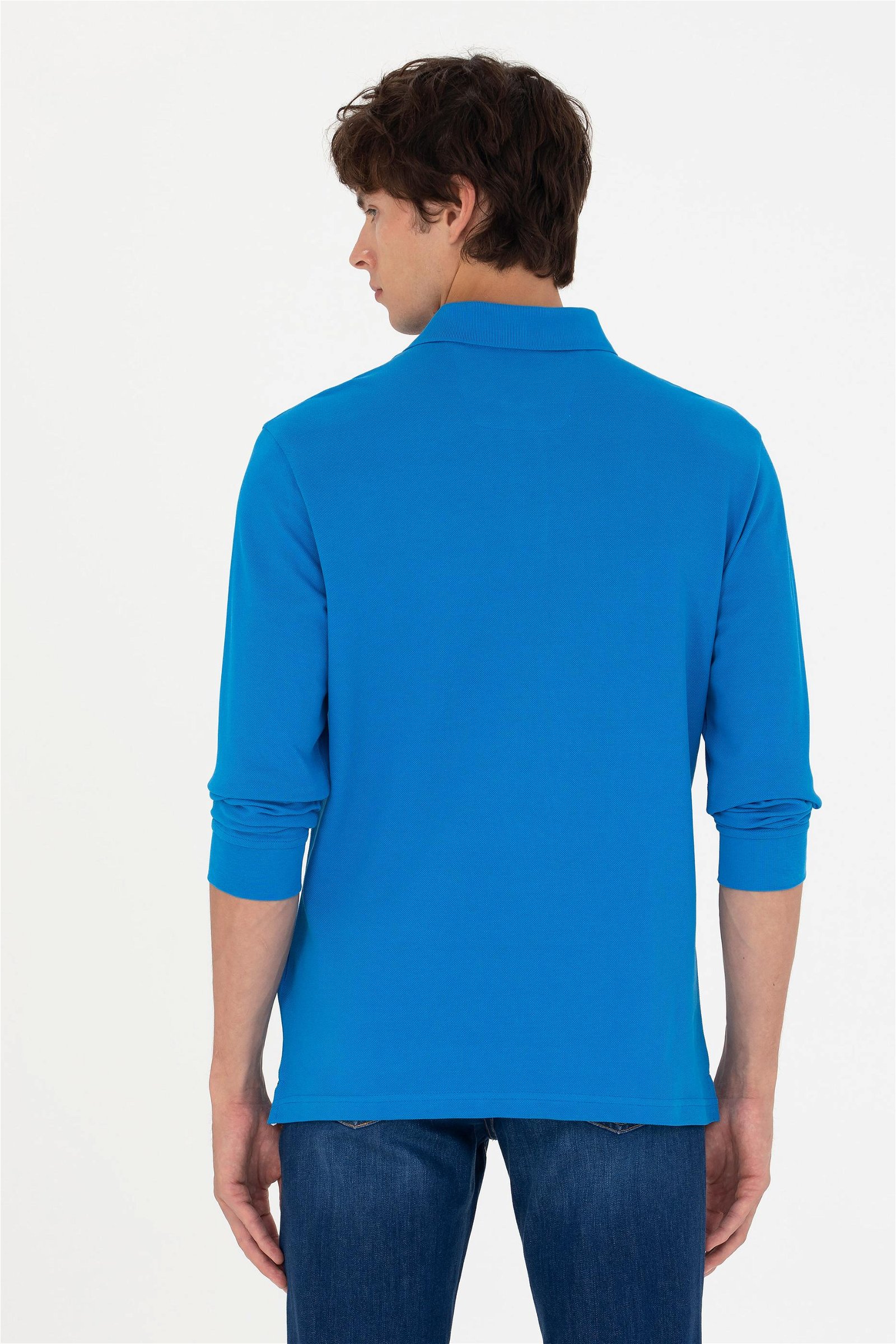 Erkek Kobalt Mavi Basic Sweatshirt