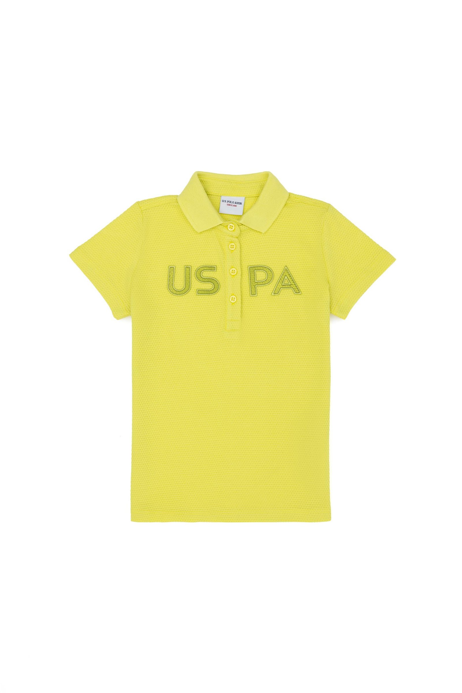 Kız Çocuk Neon Sarı Polo Yaka Tişört