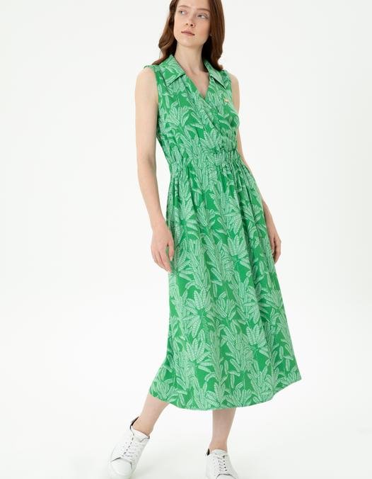Kadın Koyu Yeşil Dokuma Elbise