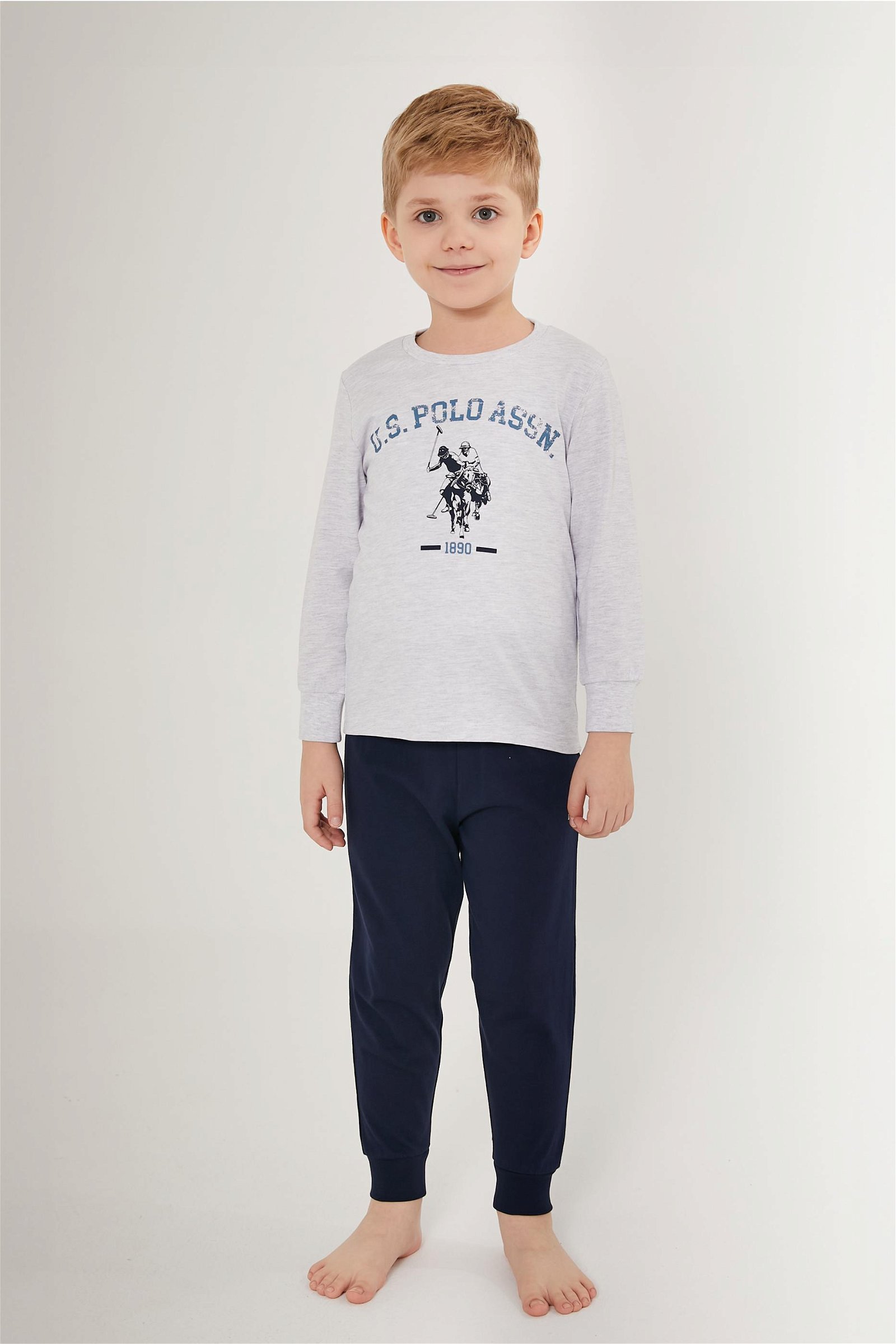 Erkek Çocuk Beyaz Melanj Pijama Takımı