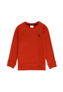 Erkek Çocuk Kiremit Basic Bisiklet Yaka Sweatshirt